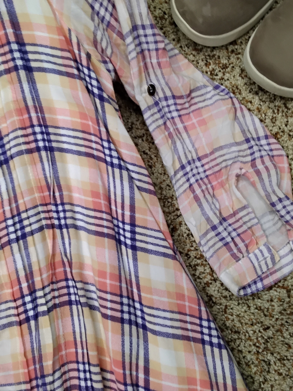 3988 Size Large entro Pink Lavender Plaid Tunic Shirt - Picture 2 of 7